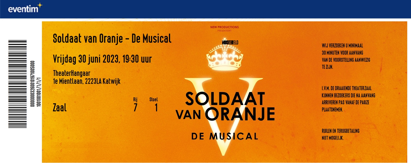 Tickets voor Soldaat van Oranje - De Musical bestel je bij Eventim.nl